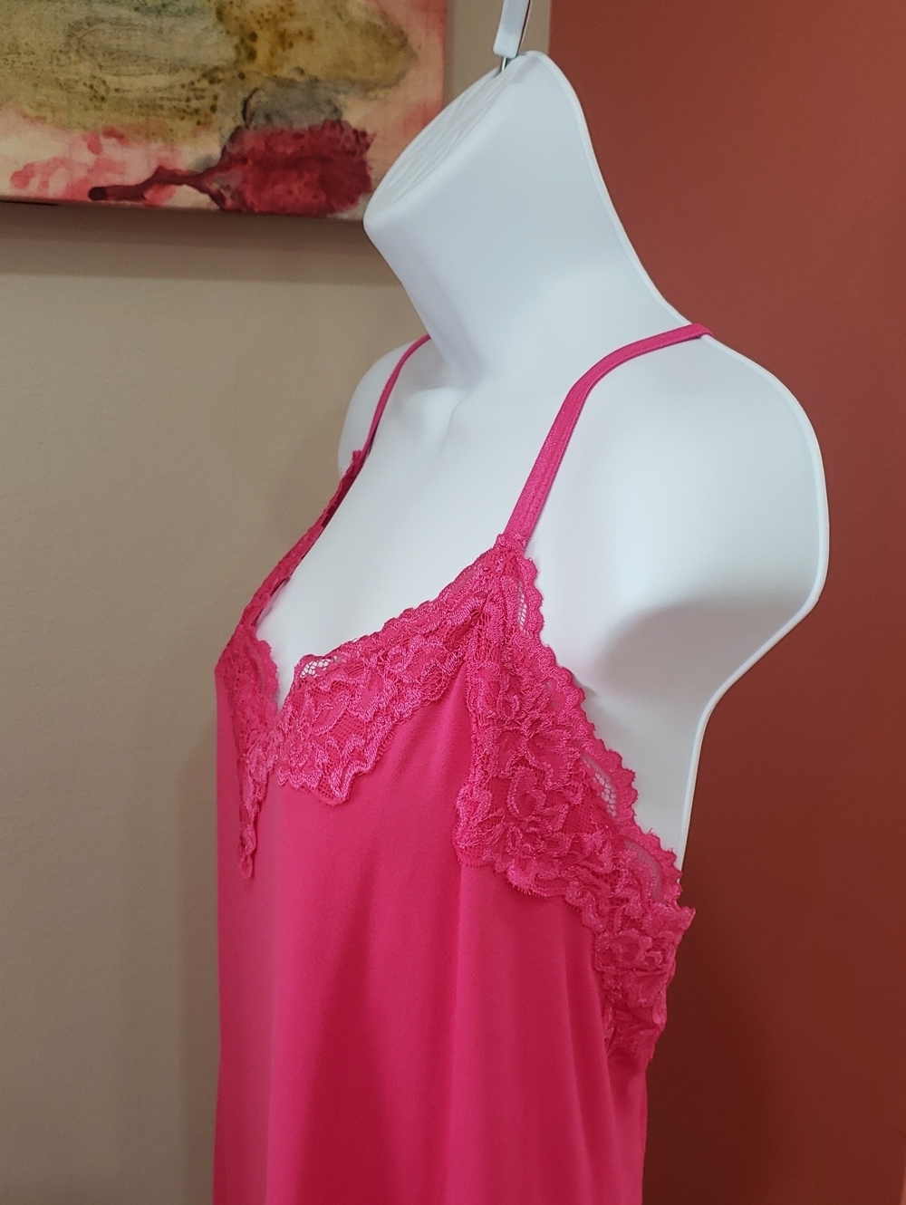 Lane Bryant Hot Pink Lace-Trim Cami, Size 26-28 - Picture 5 of 10